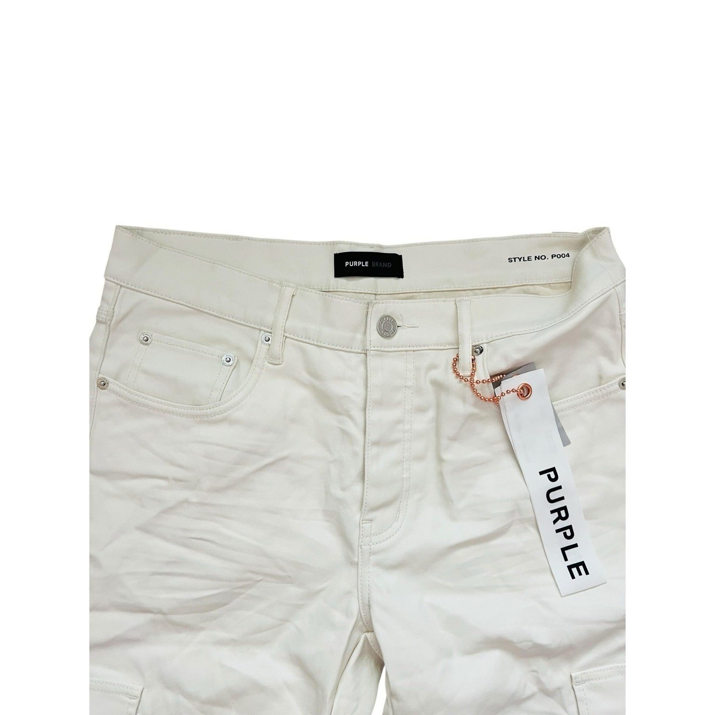 Purple Brand Jeans Patent Film Slim Cargo Bootcut White P004