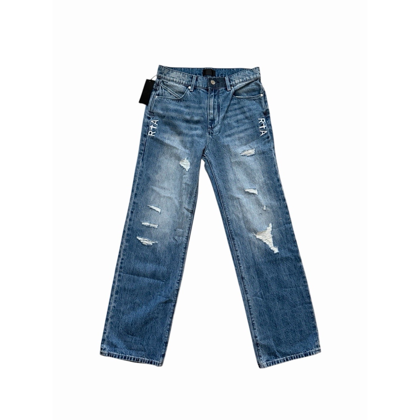 RtA Mens Jonas Distressed Straight Leg Jeans