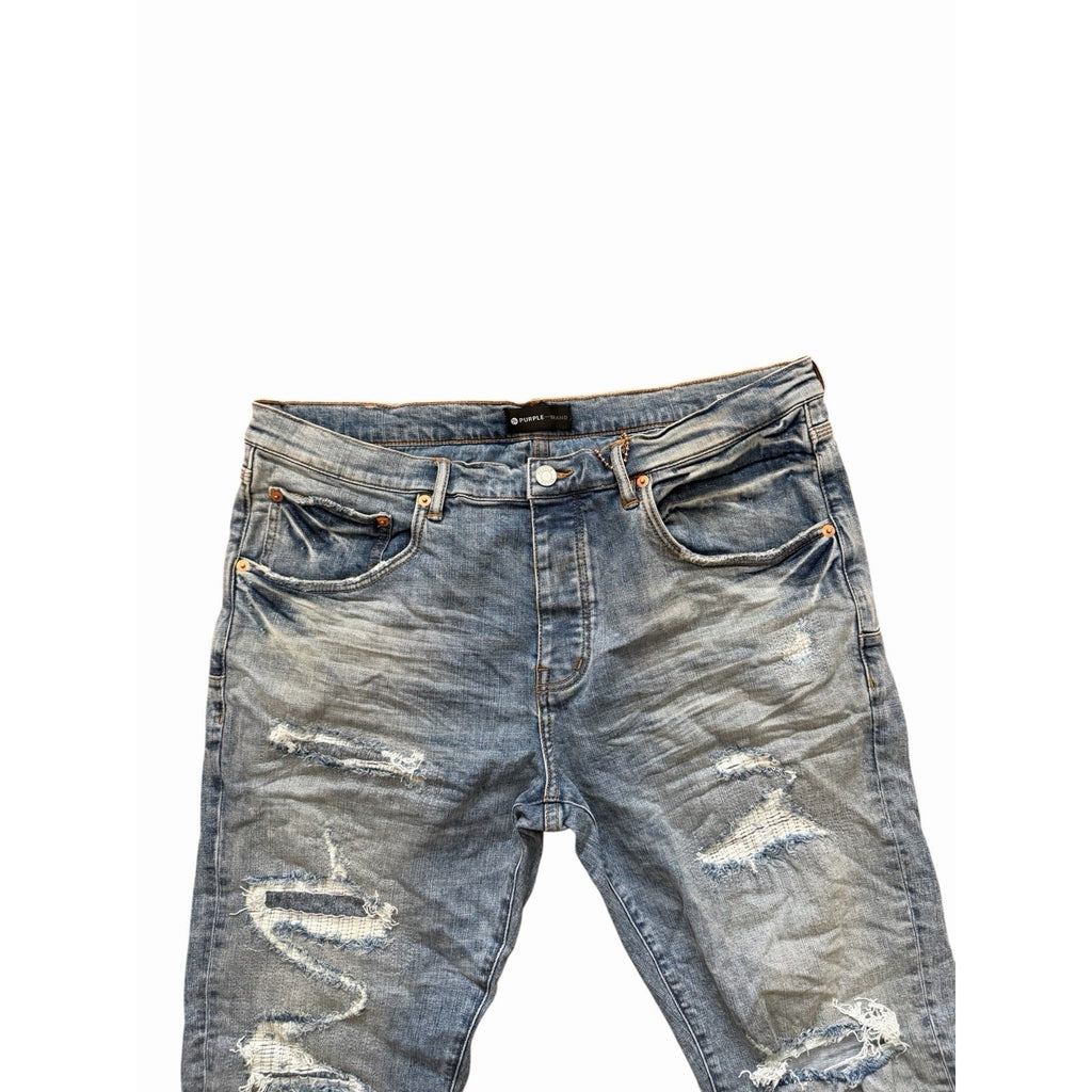 Purple Brand Jeans Ripped Light Indigo Vintage Skinny P001