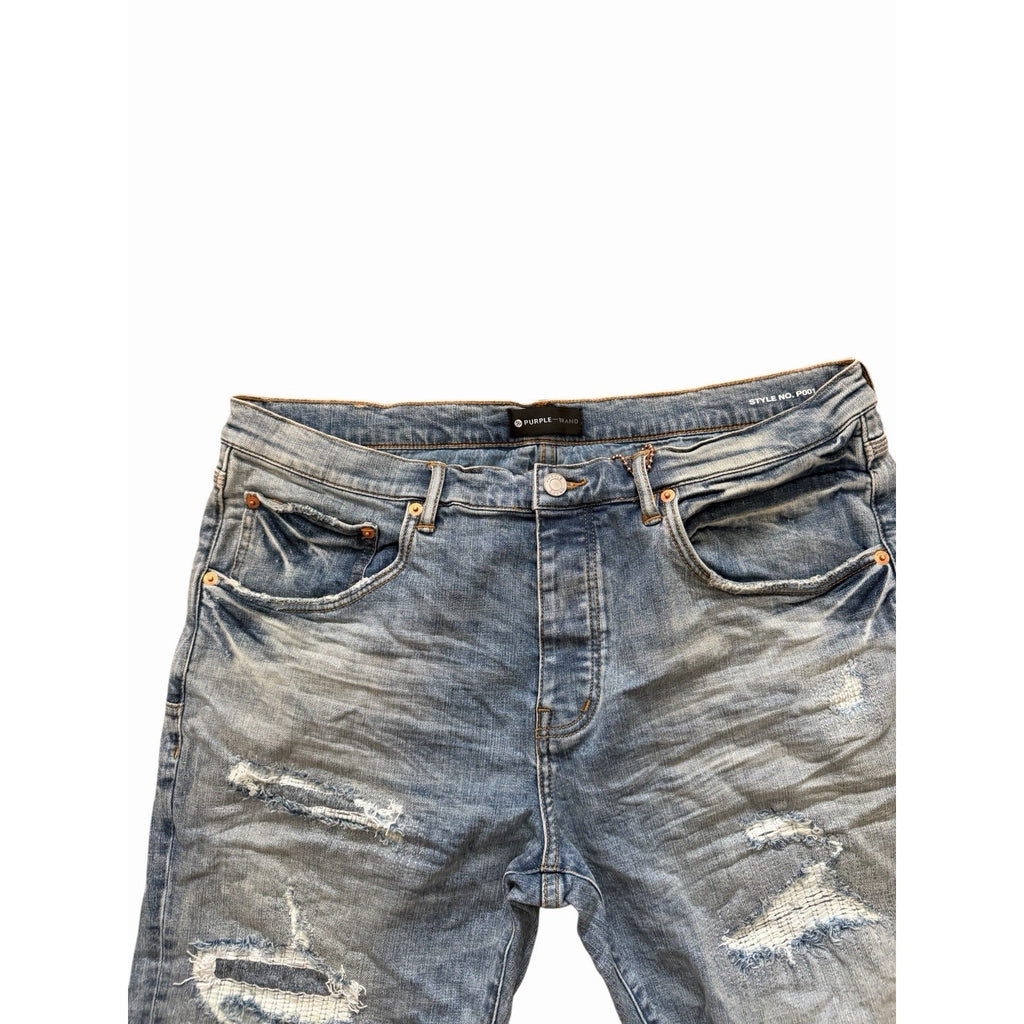 Purple Brand Jeans Ripped Light Indigo Vintage Skinny P001