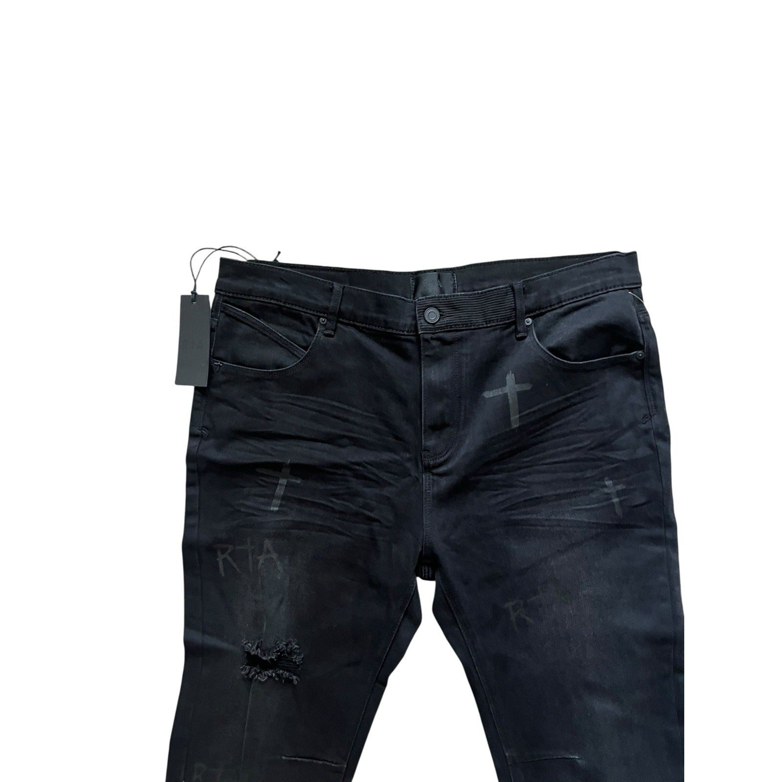 RtA Crosses Distressed Straight Leg Jeans