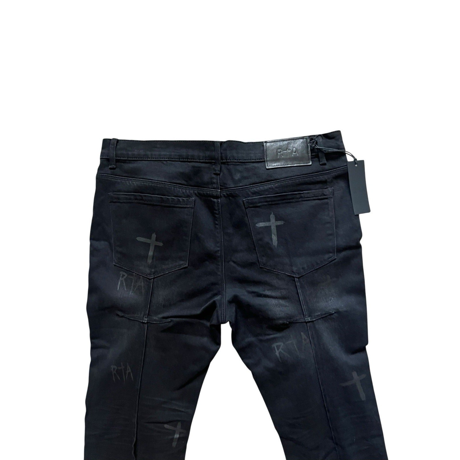 RtA Crosses Distressed Straight Leg Jeans