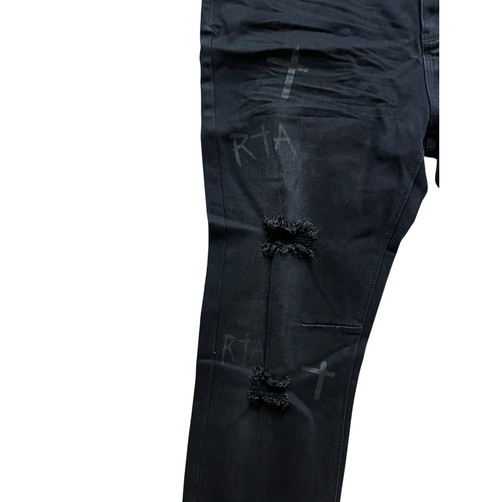 RtA Crosses Distressed Straight Leg Jeans